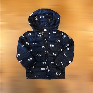 Boys spooky eyes light puffer jacket